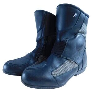 BMW 38 Moto Biker Boots Black Leather Oil & Petrol Resistant Reflective EUC